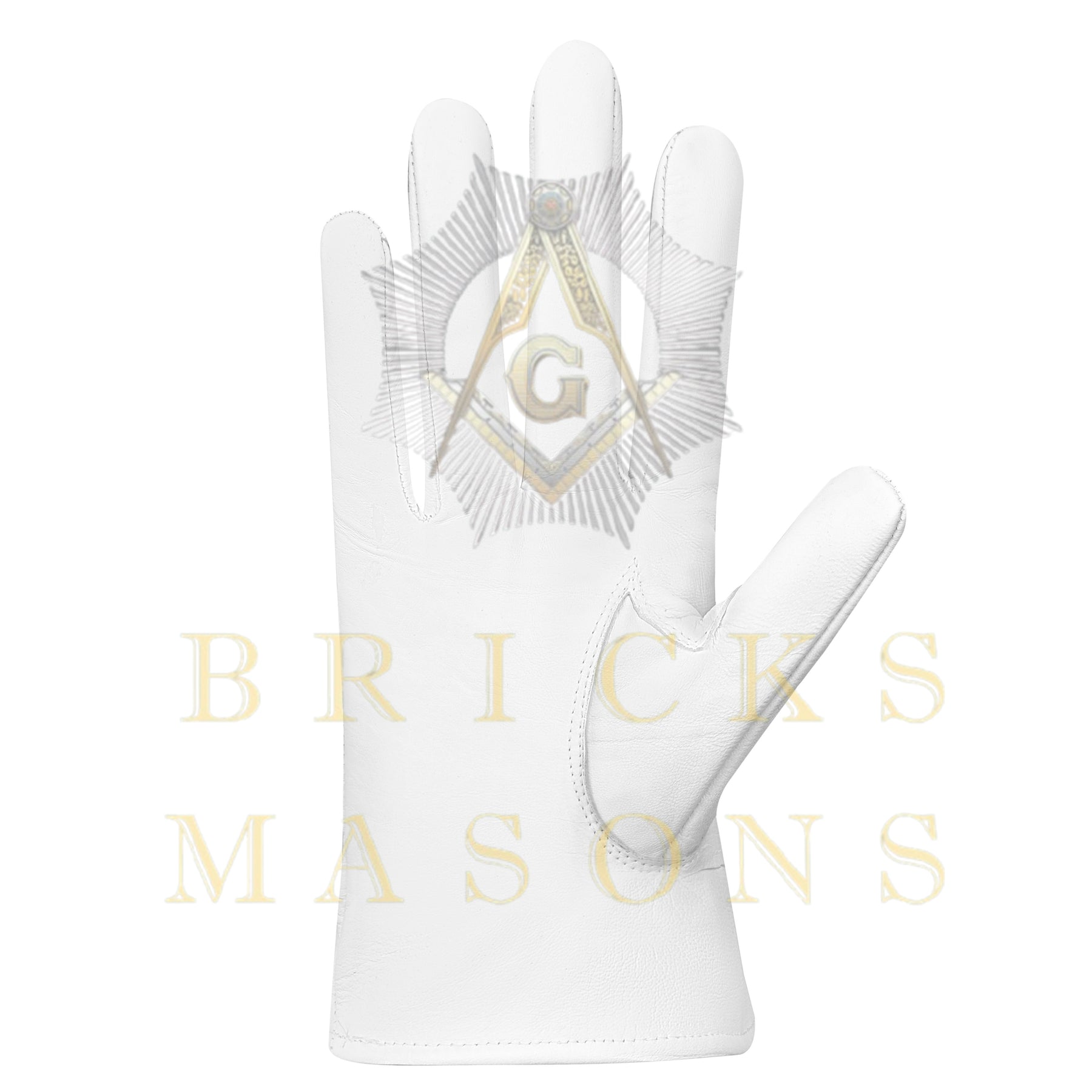 Past Grand Exalted Ruler Elks of the World Gloves - White Leather - Bricks Masons