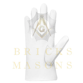 Past Grand Exalted Ruler Elks of the World Gloves - White Leather - Bricks Masons