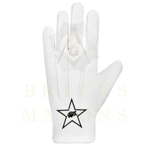 Lady Knights HoTC Gloves - White Cotton With Star Patch - Bricks Masons