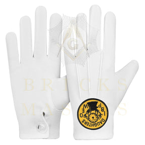 Elks of the World Gloves - White Cotton Daughters of IBPOEW - Bricks Masons
