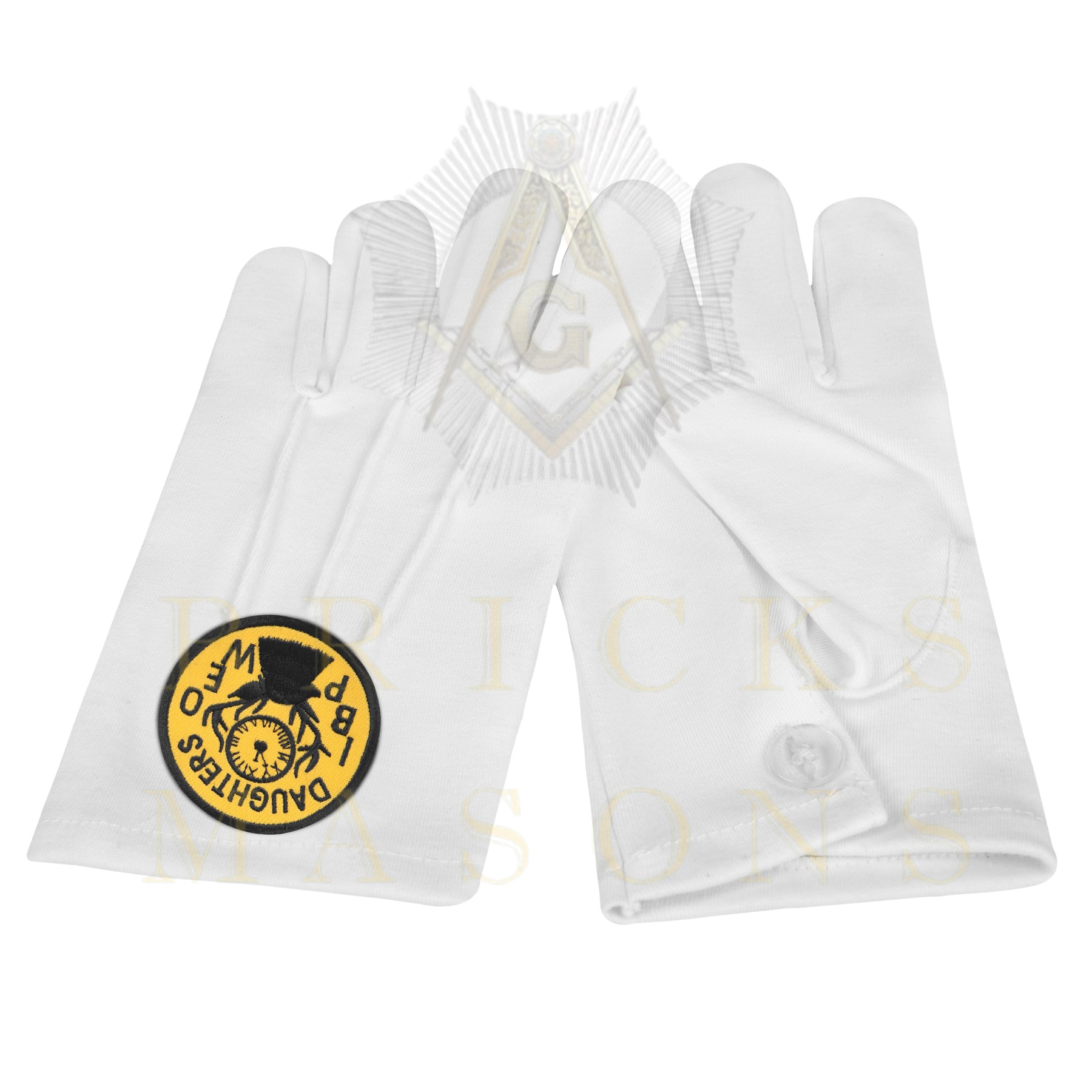 Elks of the World Gloves - White Cotton Daughters of IBPOEW - Bricks Masons