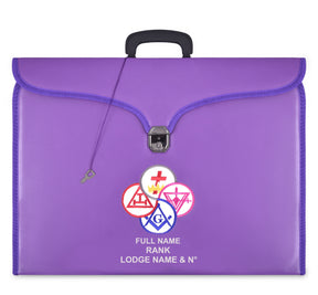 York Rite Apron Case - Purple Leather Different Sizes MM, WM, Provincial - Bricks Masons