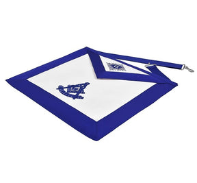 Past Master Blue Lodge Apron - Royal Blue Square & Quadrant With Sun - Bricks Masons