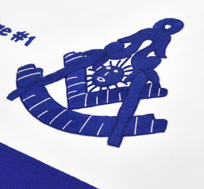 Past Master Blue Lodge Apron - Royal Blue Square & Quadrant With Sun - Bricks Masons