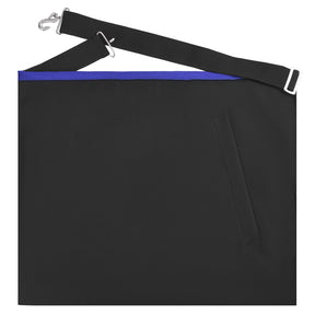 International Masons Apron - Royal Blue Ribbon Borders With Black Waist Belt