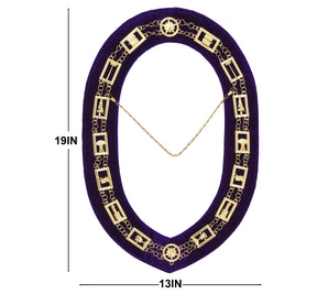 OES Chain Collar - Gold Plated on Purple Velvet - Bricks Masons