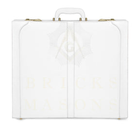 Universal Apron Case - White Imitation Leather & Gold Double Lock - Bricks Masons