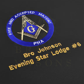 Master Mason Blue Lodge Apron Case - Machine Embroidery Free & Accepted Masons PHA Various Sizes - Bricks Masons