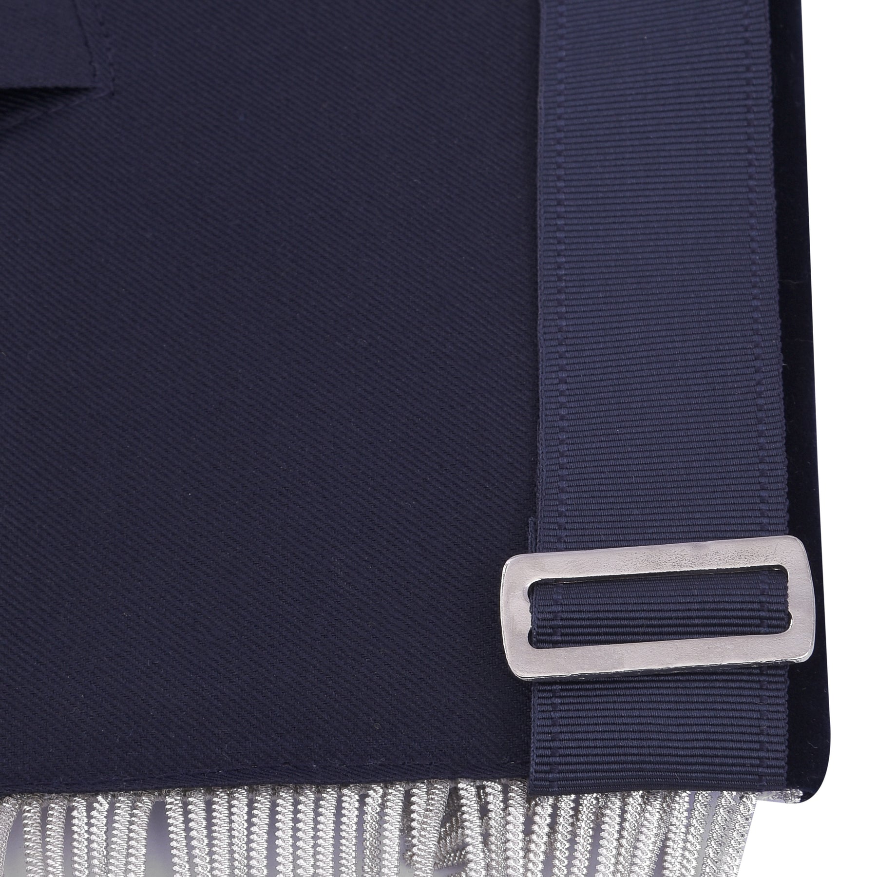 Grand Past Master Blue Lodge Apron - Blue Velvet With Silver Rayon Fringe