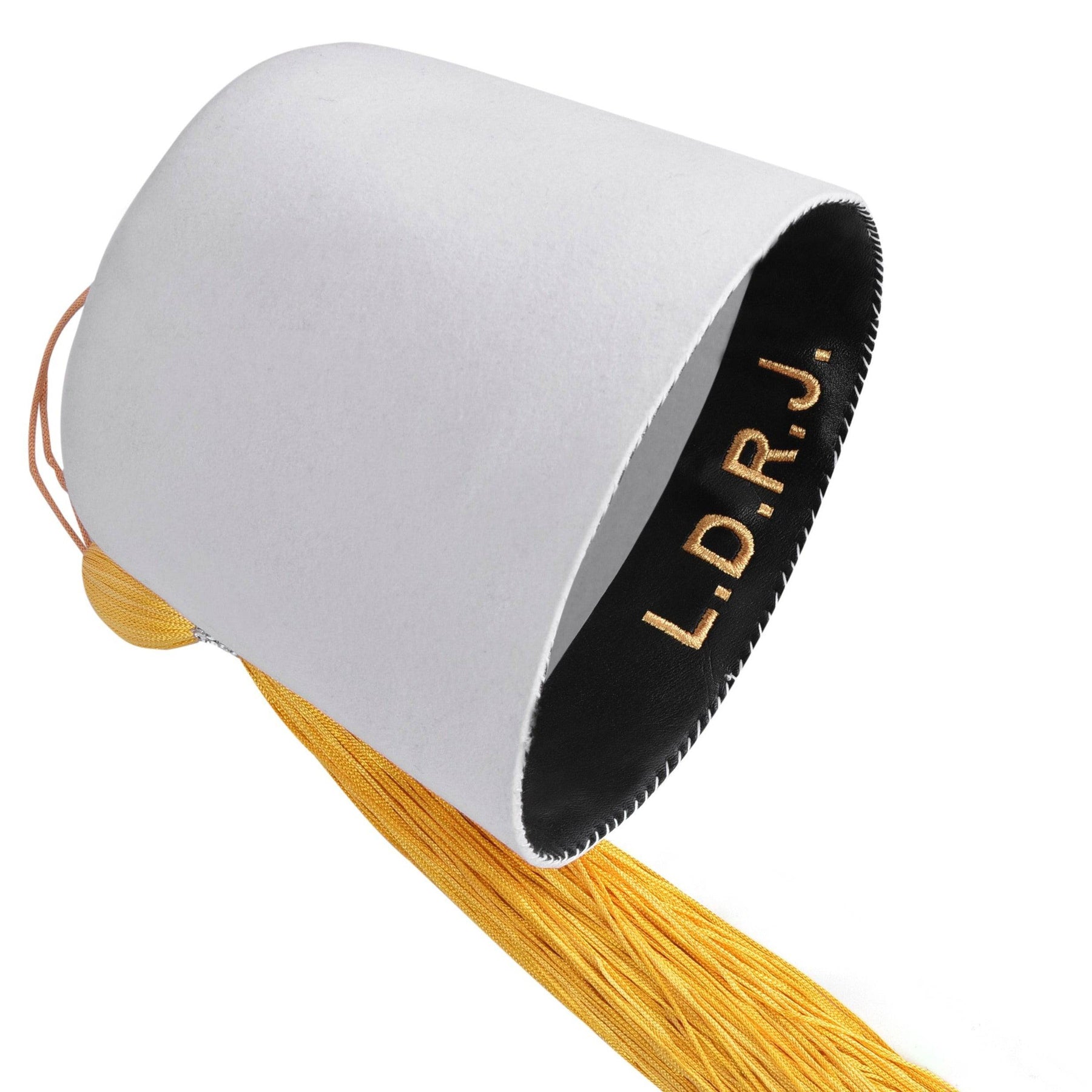 OES Fez Hat - Pure White With Yellow Tassel