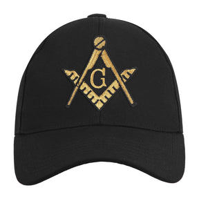 Master Mason Blue Lodge Baseball Cap - Black Elastic Stretch Band - Bricks Masons