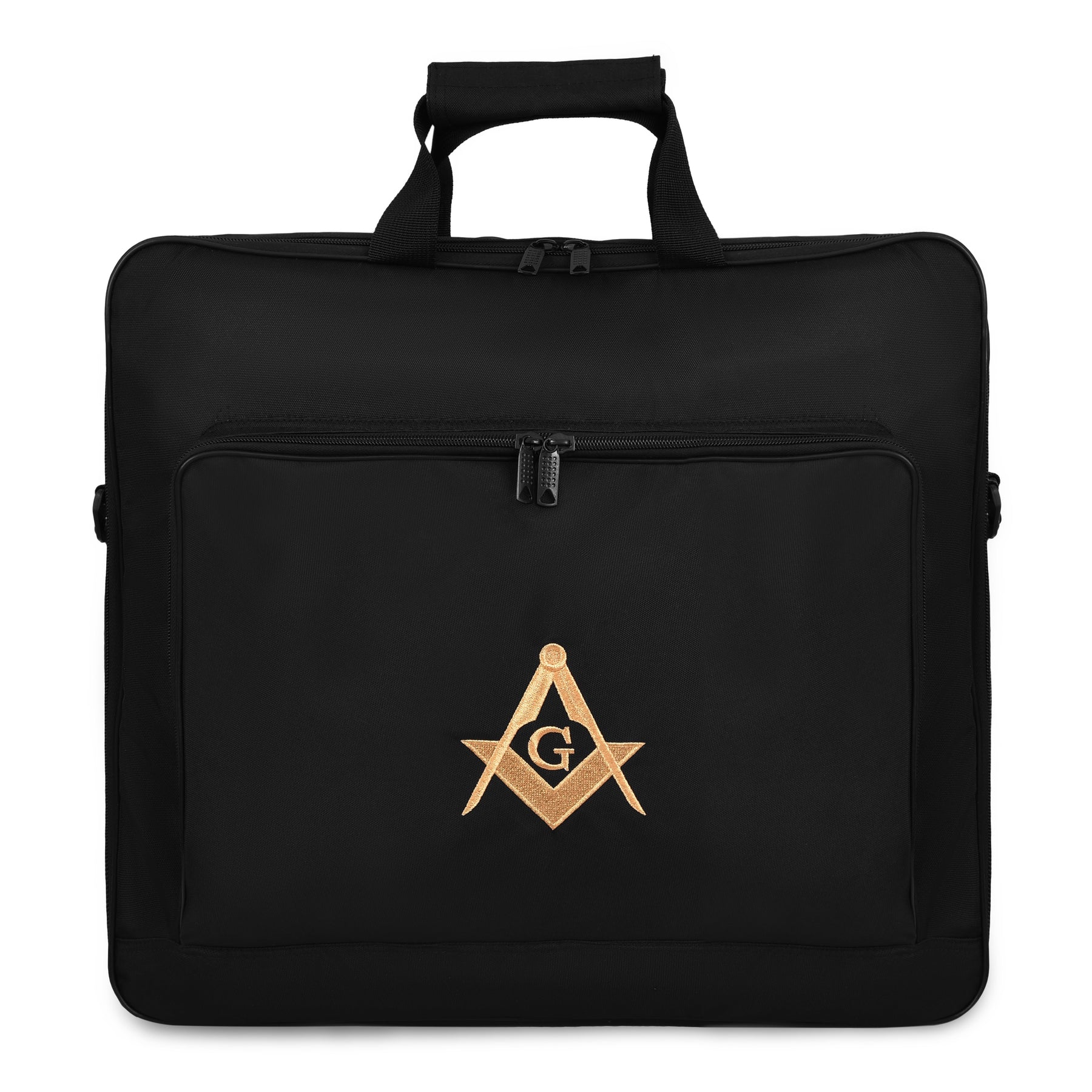 Master Mason Blue Lodge Apron Case - Black Cordura Fabric With Gold Emblem - Bricks Masons