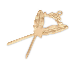 Recorder Royal & Select Masters Officer Collar Jewel - Gold Plated Trowel & Crossed Pens - Bricks Masons
