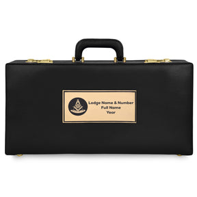 Past Master Blue Lodge Apron Case - Metal Plate Personalization Half Size - Bricks Masons