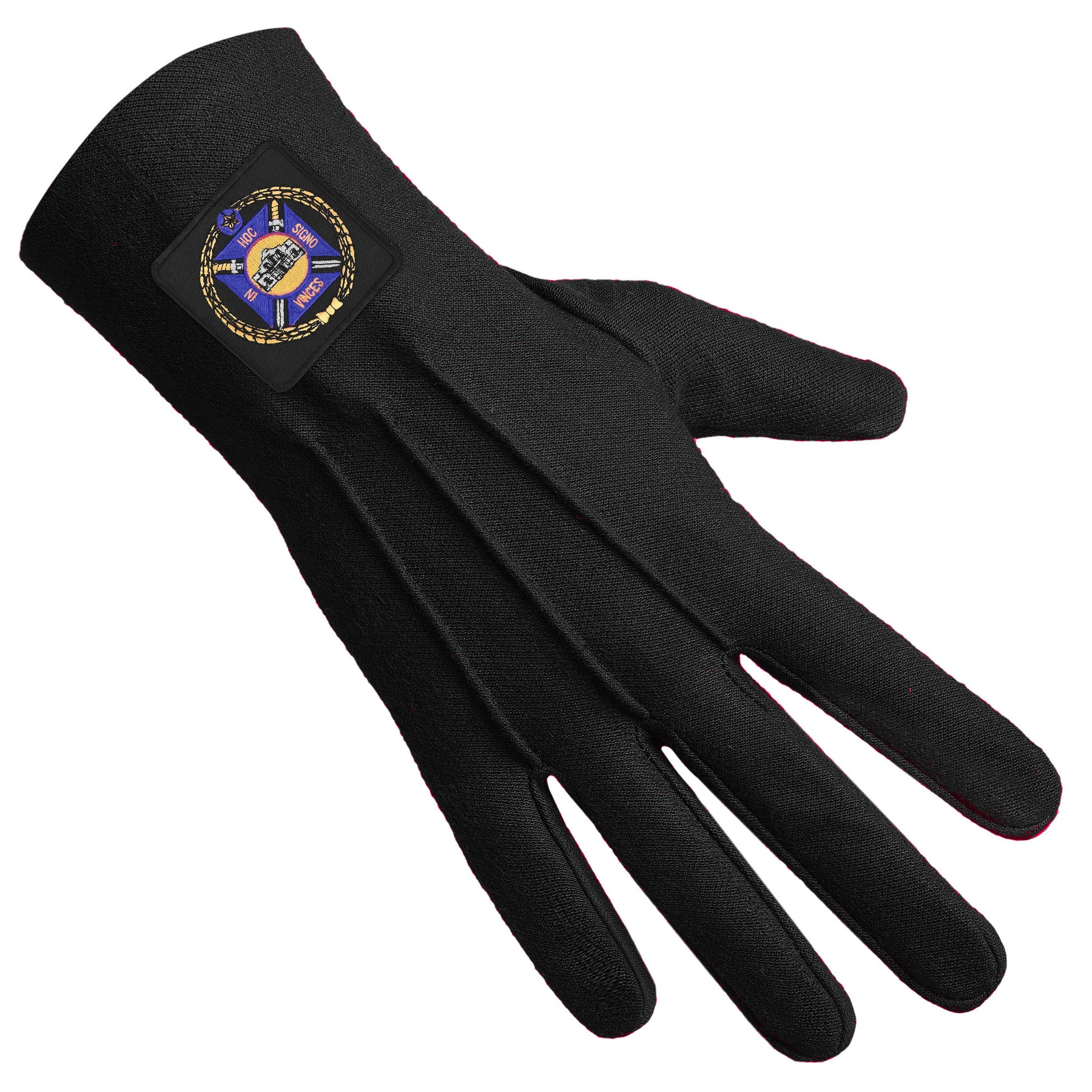 Knights Templar Commandery Glove - Black Patch With Purple Emblem - Bricks Masons