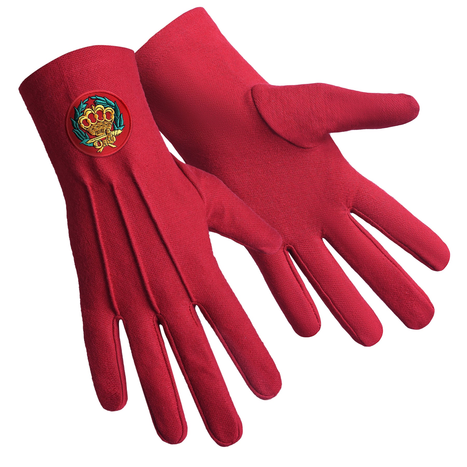 Order of the Amaranth Glove - Red Cotton With Round Patch - Bricks Masons