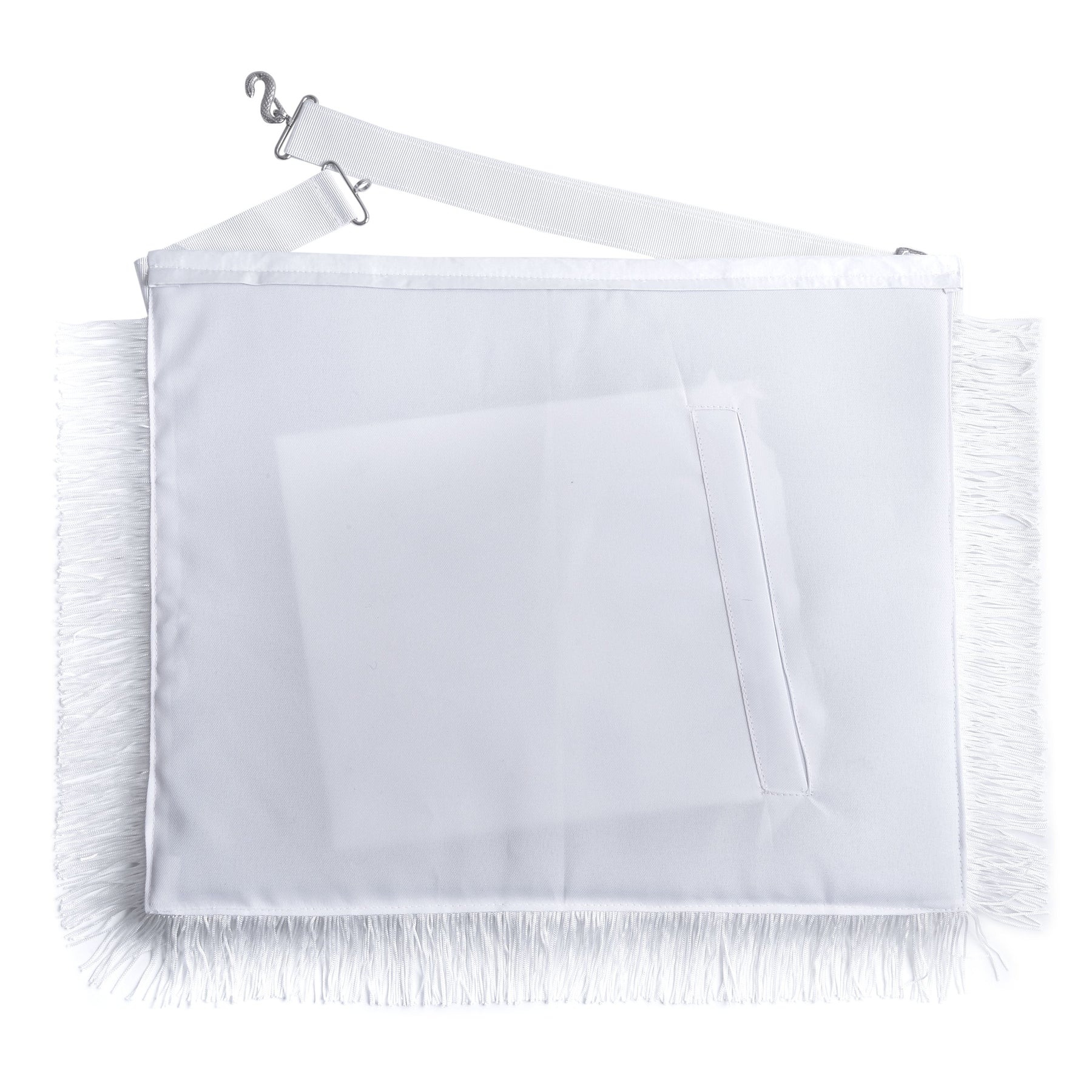 Deputy Grand Master Blue Lodge Apron - All White With Braid & Fringe - Bricks Masons