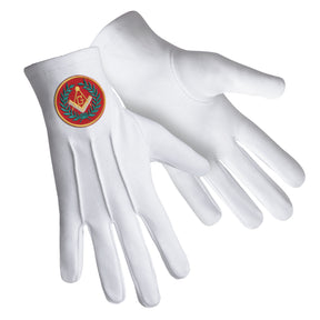 Master Mason Blue Lodge Glove - Pure Cotton With Red Patch & Wreath - Bricks Masons