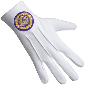 Past Grand Master Blue Lodge Glove - Pure Cotton With Purple Patch - Bricks Masons