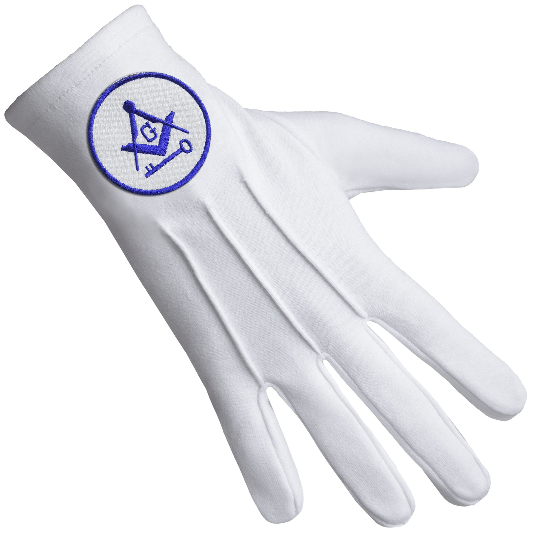 International Masons Glove - Cotton With Square And Compass G & Key - Bricks Masons