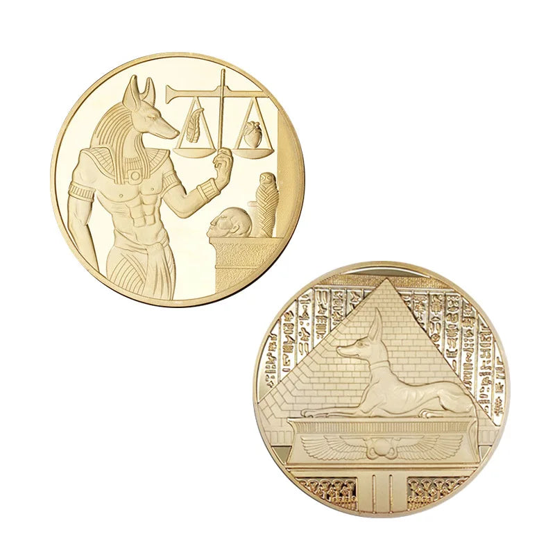 1pc Gold Plated Egypt Death Protector Anubis Coin Copy Coins Egyptian God Of Death Commemorative Coins Collection Gift - Bricks Masons