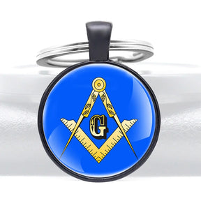 Master Mason Blue Lodge Keychain - Zinc Alloy Blue & Yellow - Bricks Masons