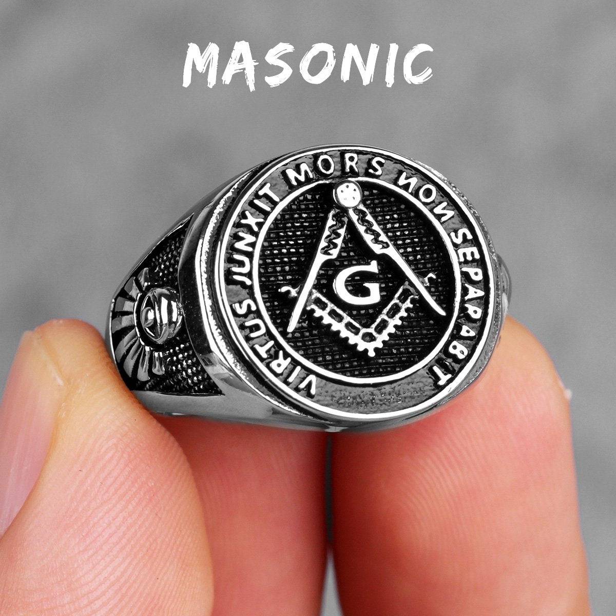 Master Mason Blue Lodge Ring - Compass and Square G Vintage