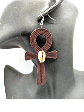 Ancient Egypt Earring -  Wooden Ankh Cross (1pair) - Bricks Masons