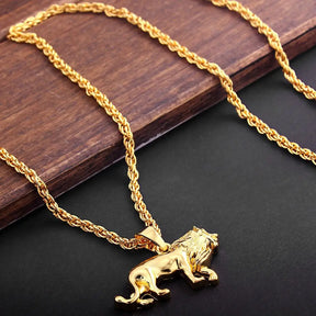 Ancient Israel Necklace - Gold Lion of Judah Pendant Zinc alloy - Bricks Masons