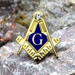 Master Mason Blue Lodge Lapel Pin - Zirconia Square Compass