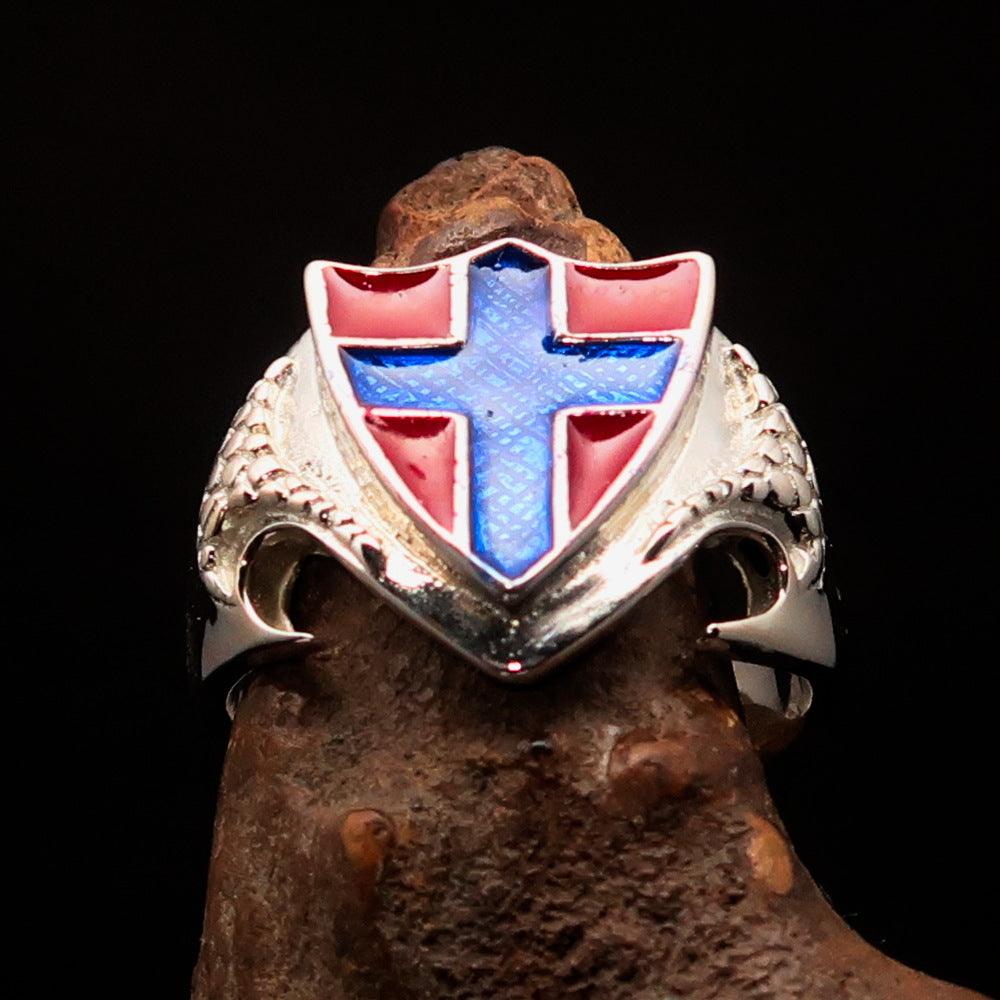 Knights Templar Commandery Ring - Flag of Norway Blue Cross On Red