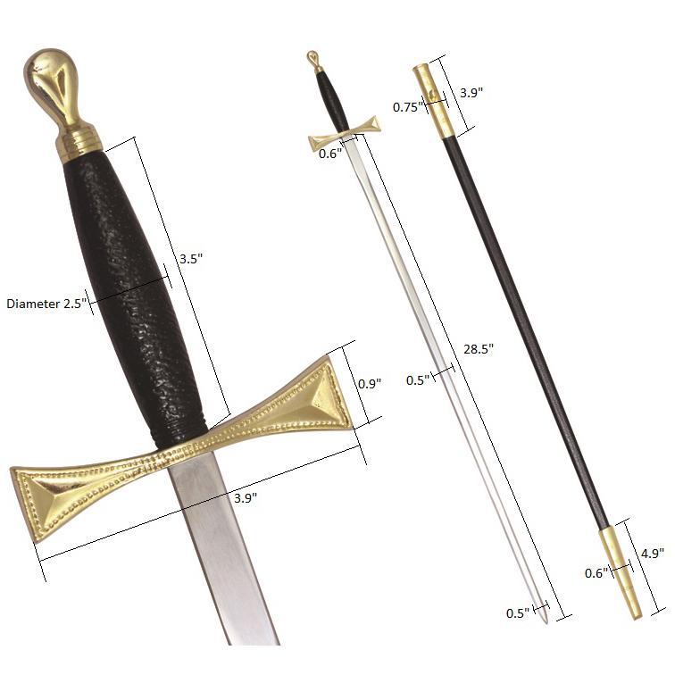 Masonic Sword - Black Gold Hilt and Black Scabbard