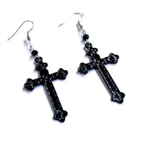 Knights Templar Commandery Earrings - Black Cross Pendant - Bricks Masons