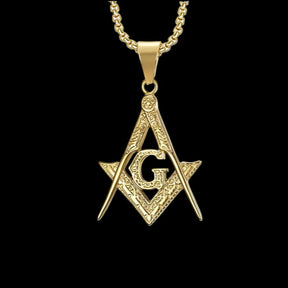 Master Mason Blue Lodge Pendants - Compass & Square G [Gold] - Bricks Masons