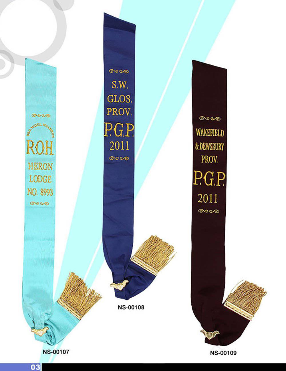 Royal Antediluvian Order of Buffaloes R.A.O.B. Sash - Various Degrees