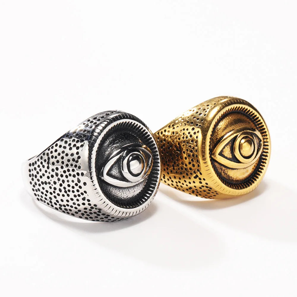 Eye Of Providence Ring - Gold & Silver Polished Stainless Steel - Bricks Masons