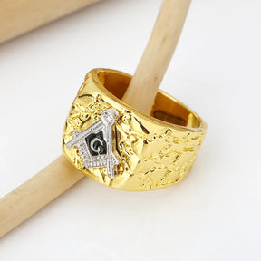 Master Mason Blue Lodge Ring - Gold Plated Zinc Alloy - Bricks Masons