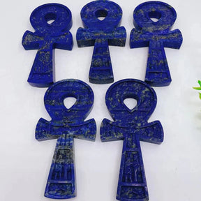 Ancient Egypt Décor - Ankh Cross 105mm Natural Lapis Lazuli - Bricks Masons