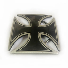 Knights Templar Commandery Belt Buckle - Black Metal Cross - Bricks Masons