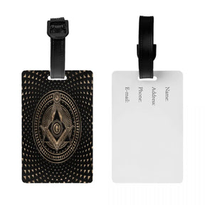 Master Mason Blue Lodge Luggage Tag -  Privacy Strap for Travel Bags - Bricks Masons