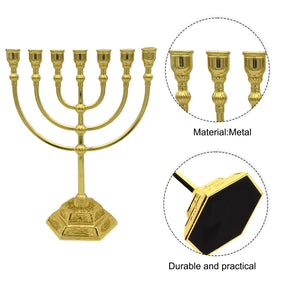 Ancient Israel Candle Holder - 7 Branch Menorah Candle Holder Jerusalem Temple 12 Tribes of Israel Menorah 6.69-inch Height - Bricks Masons