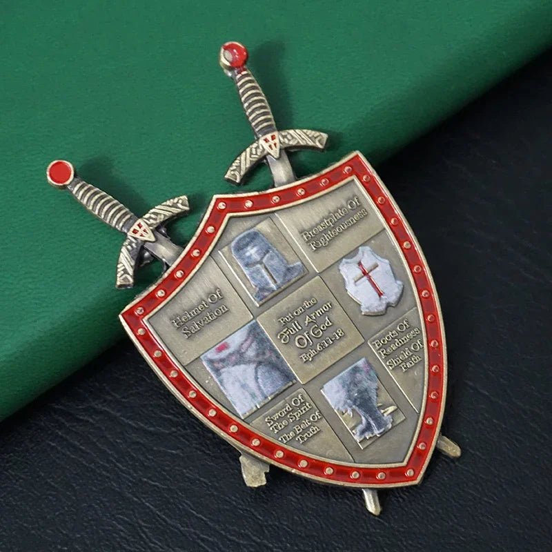 Knights Templar Commandery Coin - Armor of God Antique Bronze - Bricks Masons
