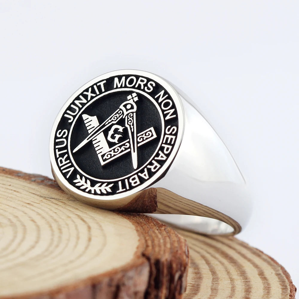 Master Mason Blue Lodge Ring - S&C G Virtus Junxit Mors Non Separabit Sterling