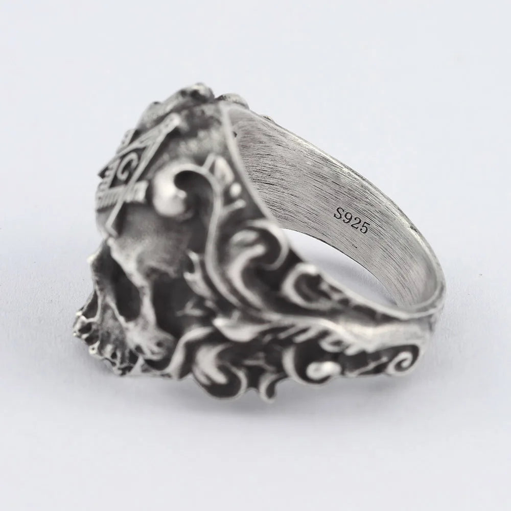 Master Mason Blue Lodge Ring - Sterling Silver Ring Square & Compass G