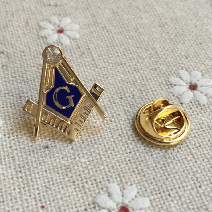 Master Mason Blue Lodge Lapel Pin - Zirconia Square Compass