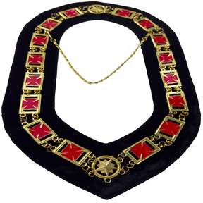 Knights Templar Commandery Chain Collar - Gold Plated