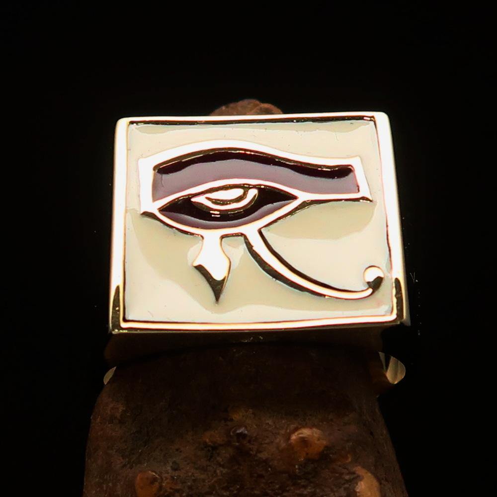 Ancient Egypt Keychain - Gold Eye of Horus Brass Ring - Bricks Masons