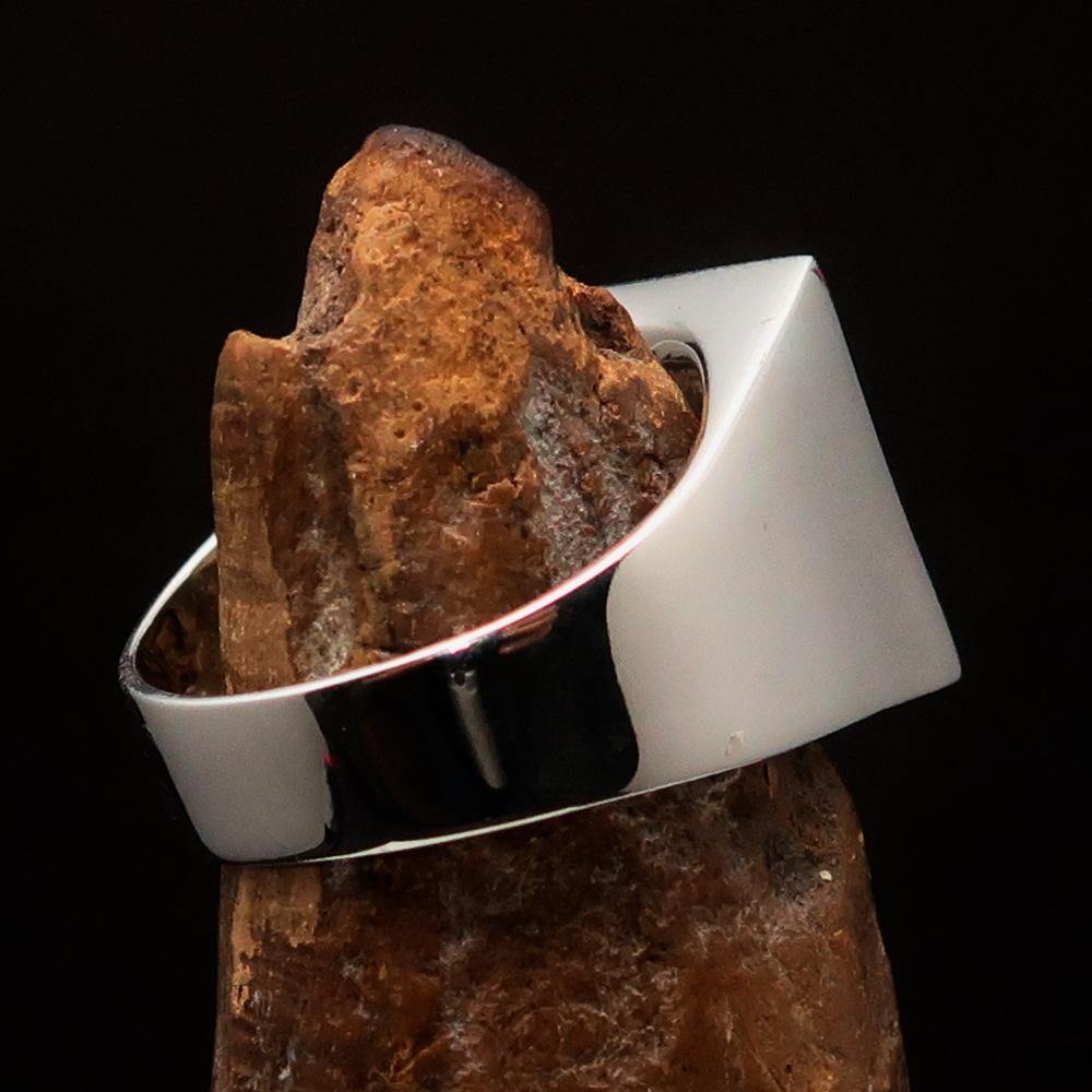 Ancient Egypt Keychain - Red Squared Eye of Horus Sterling Silver - Bricks Masons