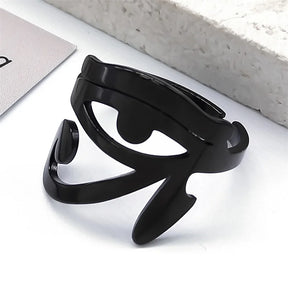 Ancient Egypt Ring - Egypt Eye of Horus Adjustable Stainless Steel Black Color - Bricks Masons