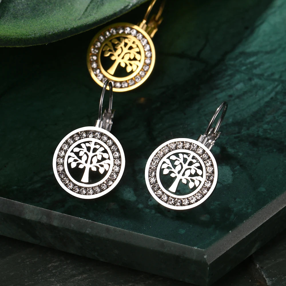 Ancient Israel Earring - Stainless Steel  Tree 3A zircon Crystal - Bricks Masons
